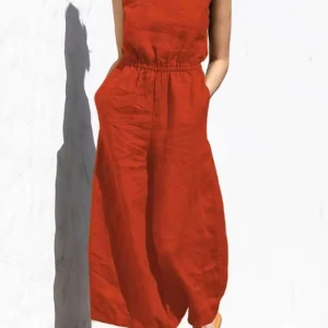 Combi pantalon femme terracotta