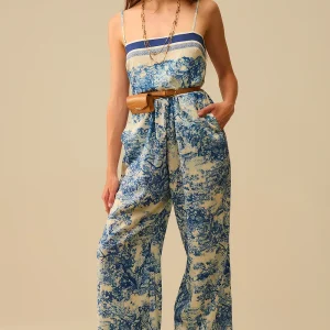 Combinaison à fines bretelles imprimée Toile de Jouy