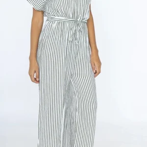 Combinaison pantalon rayée vert Justine