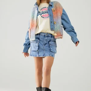 Gilet en maille dégradée orange avec boutons dorés