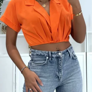 Blouse Crop Top Orange