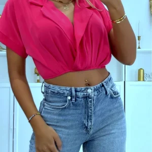 Blouse Crop Top Fuchsia