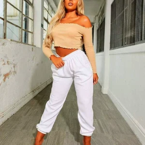 Crop Top Côtelé Nude