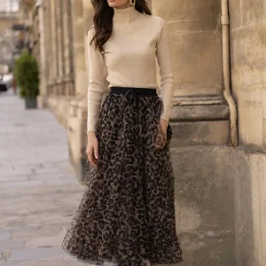 Jupe longue en tulle leopard Choklate
