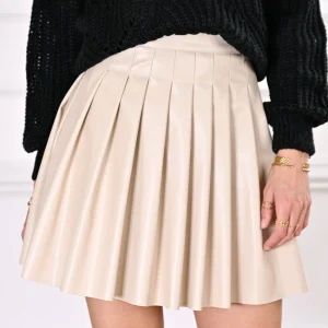 Jupe plissée style tennis en similicuir