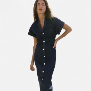 Robe longue en denim foncé