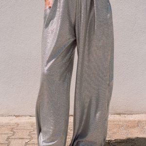 Pantalon brillant argent