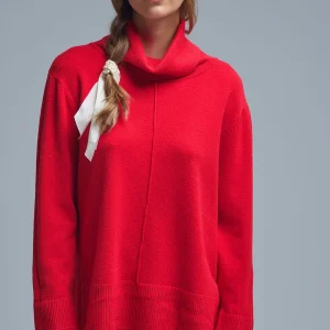 Pull oversize à col roulé en rouge