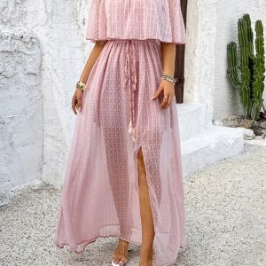 Robe bohème chic rose poudré