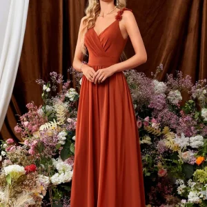 Robe cérémonie terracotta à fleurs