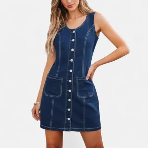 Robe chasuble en jean brut