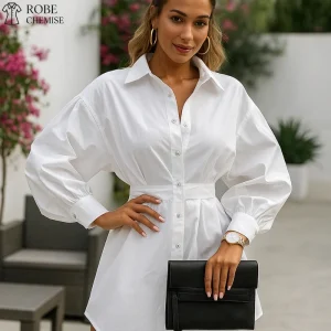 Robe Chemise Blanche avec Corset