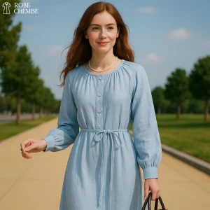Robe Chemise Bleu Ciel