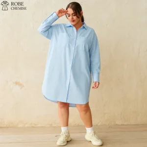Robe Chemise Bleue Grande Taille