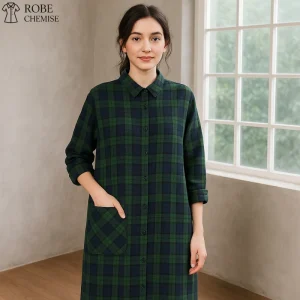 Robe Chemise Carreaux Vert