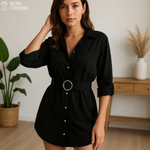 Robe Chemise Courte Noire
