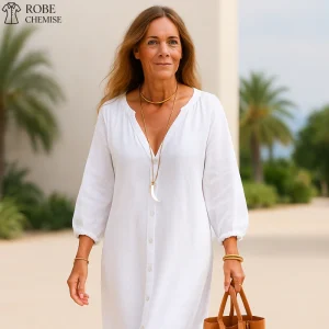 Robe Chemise Lin Blanc