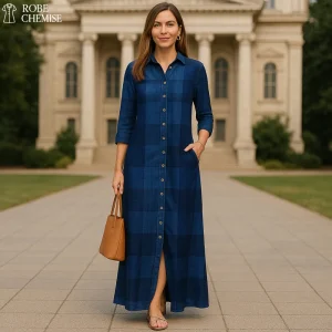 Robe Chemise Longue a Carreaux