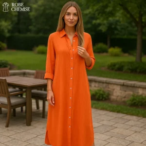Robe Chemise Longue Orange