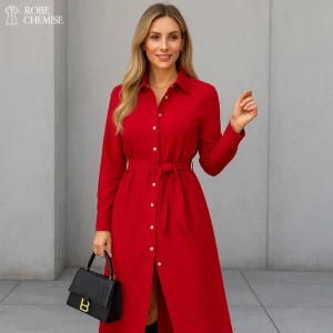 Robe Chemise Longue Rouge