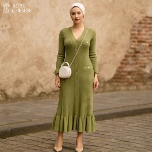 Robe Chemise Verte Kaki