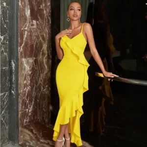 Robe cocktail jaune