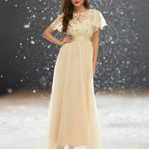 Robe cocktail mariage beige