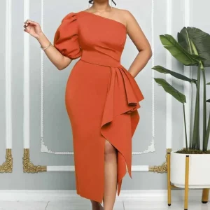 Robe cocktail mariage terracotta