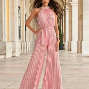 Robe cocktail rose poudré combinaison pantalon femme