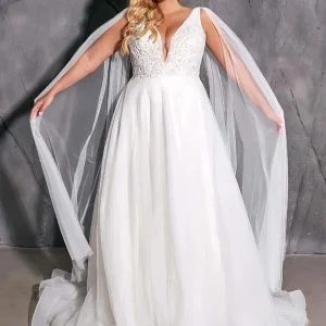 Robe de Mariée avec Cape Grande Taille