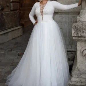 Robe de Mariée avec Manche Grande Taille