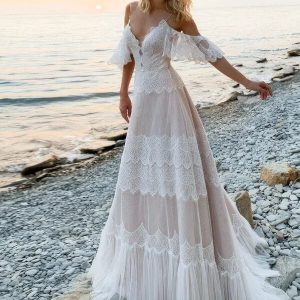 Robe de Mariée Bohème Dentelle Dos Nu