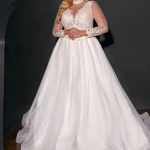 Robe de Mariée Curvy Col Haut