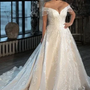 Robe de Mariée Dentelle pour Grande Taille