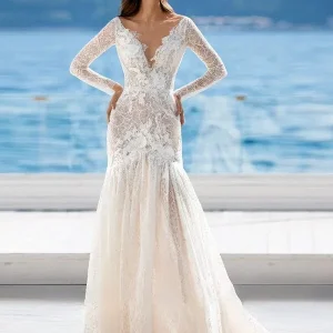 Robe de Mariée Bohème Sirène Dos Plongeant