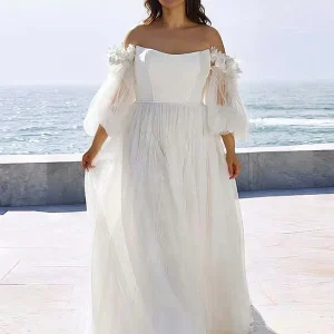 Robe de Mariée Fluide Femme Ronde