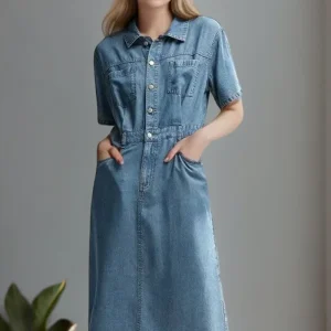 Robe droite en jean denim