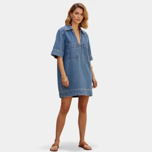 Robe en jean ample bleu ciel
