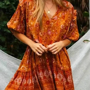 Robe fleurie terracotta