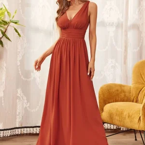 Robe longue couleur terracotta