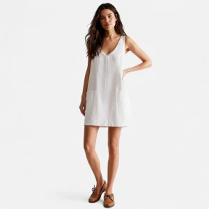 Robe salopette blanche en jean