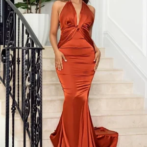 Robe terracotta mariage satin
