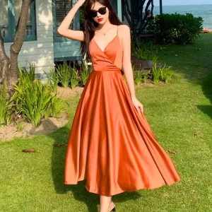 Robe terracotta mi longue