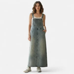 Robe salopette jean longue