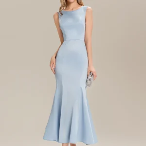 Robes D'invité De Mariage Sirène En Satin Longueur Au Sol